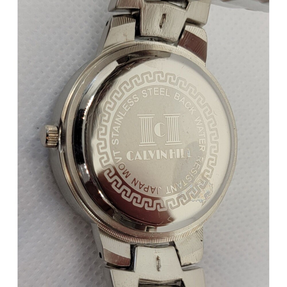 Men's Calvin Hill Classic Round Silver Tone Black Dial Link Bracelet Watch 01 - Picture 8 of 8